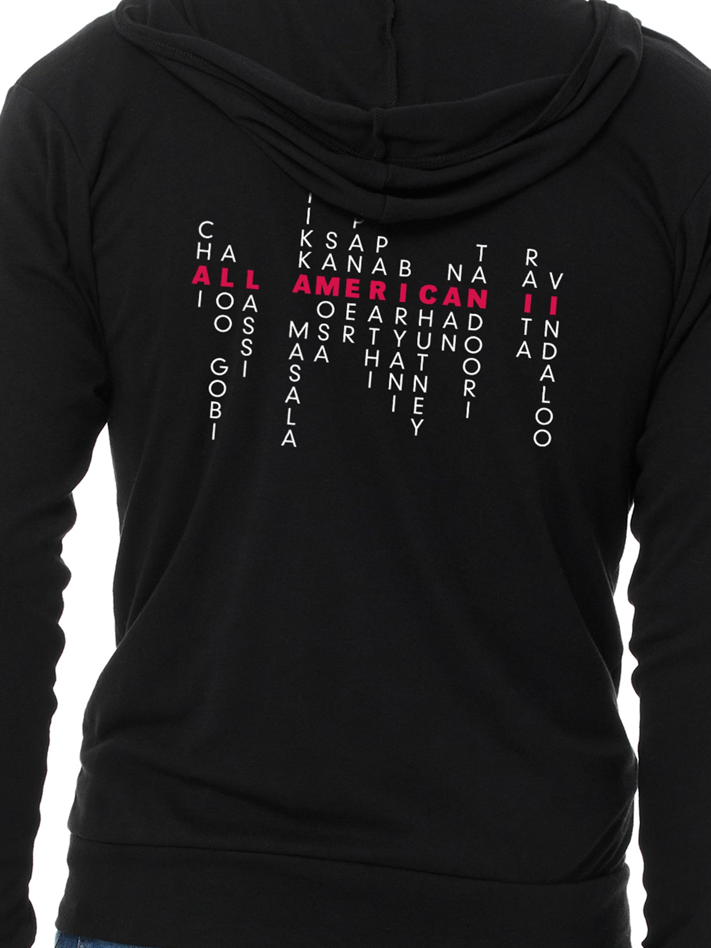 Indian American Pride: Svaadisht Edition - Unisex Tri-Blend Zipped Lightweight Hoodie - Solid Black