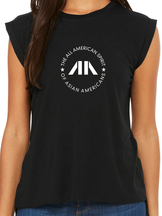 Asian American Spirit Women's Flowy Muscle Tee - Solid Black