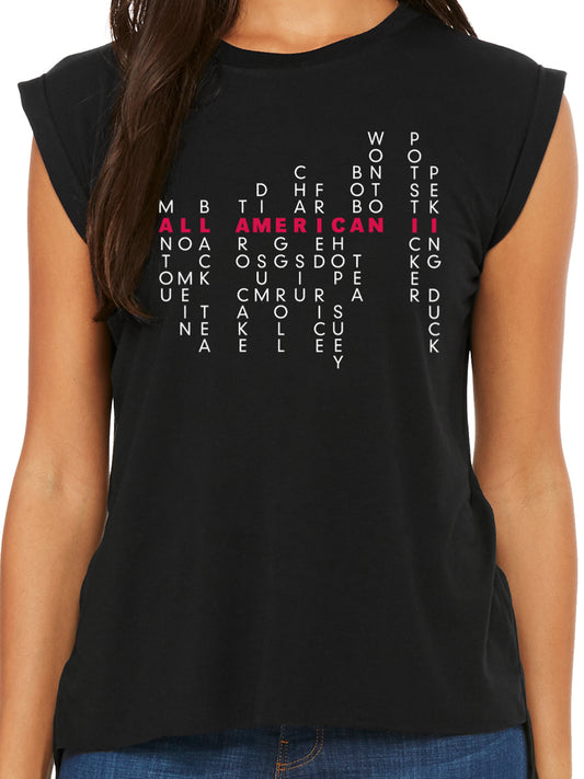 Chinese American Pride: Pinyin Edition - Women's Flowy Muscle Tee - Solid Black