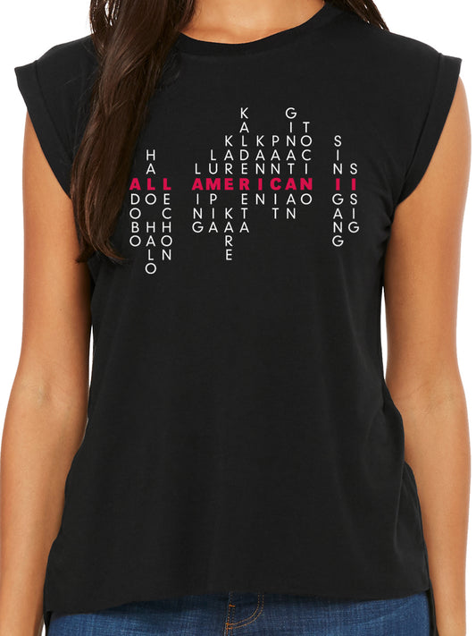 Filipino American Pride: Masarap Edition - Women's Flowy Muscle Tee - Solid Black