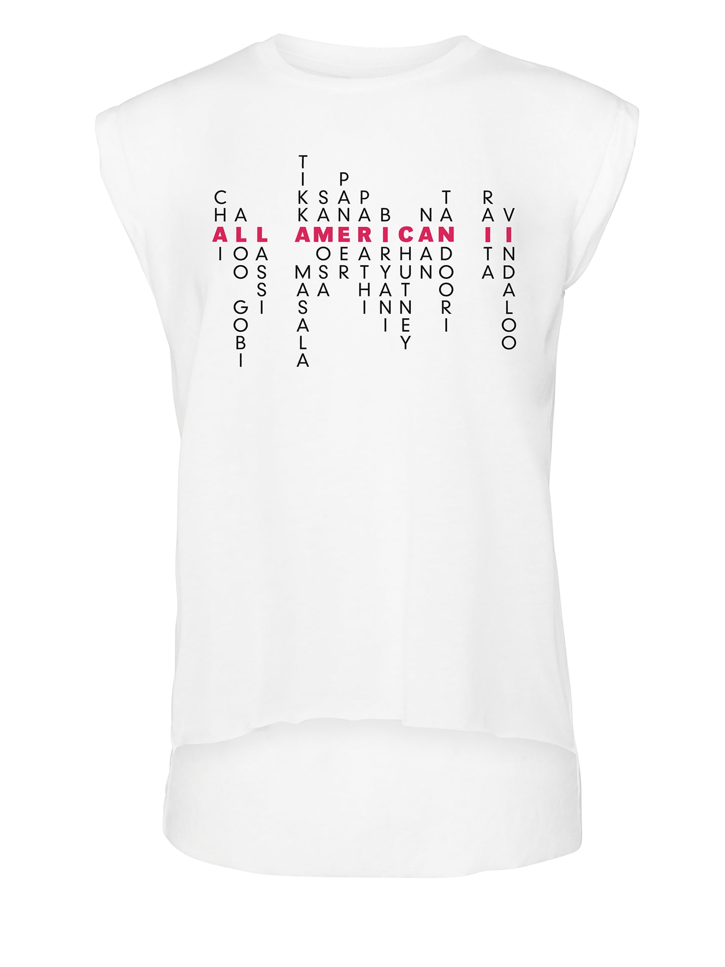 Indian American Pride: Svaadisht Edition - Women's Flowy Muscle Tee - Solid White