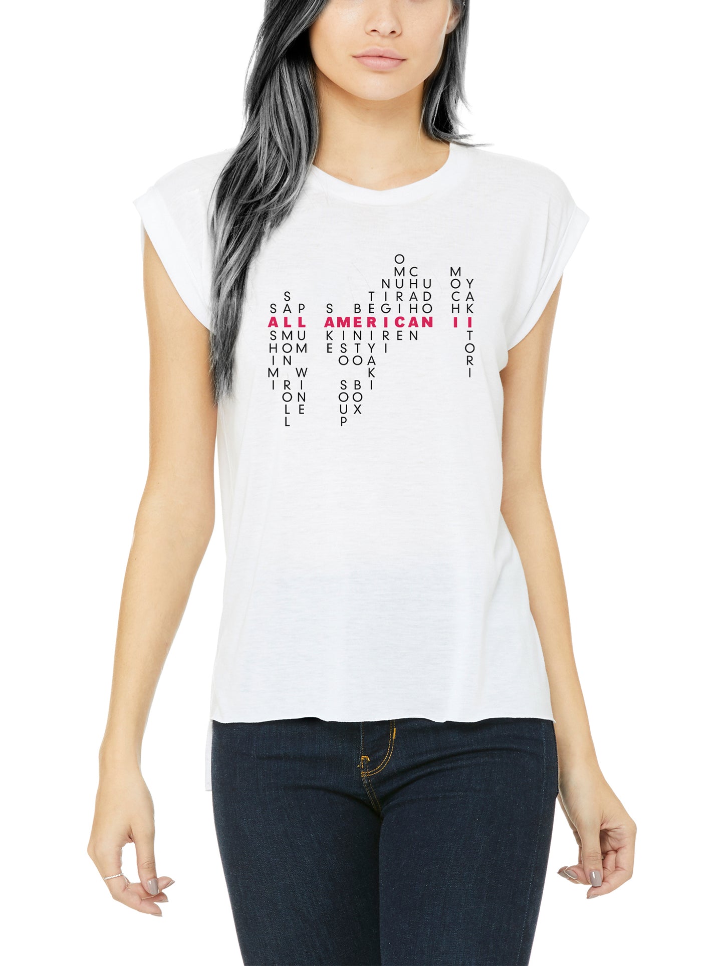 Japanese American Pride: Oishi Edition - Women's Flowy Muscle Tee - Solid White